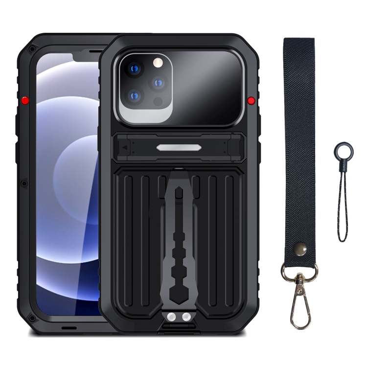 

Armor Shockproof Splash-proof Dust-proof Phone Case with Holder For iPhone 12 Pro(Black)