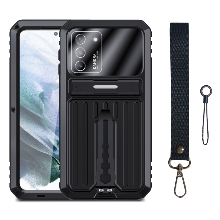 

For Samsung Galaxy S21 5G Armor Shockproof Splash-proof Dust-proof Phone Case with Holder(Black)
