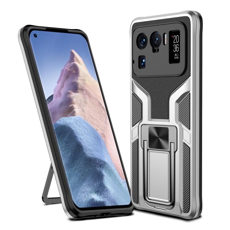 

For Xiaomi Mi 11 Ultra Armor 2 in 1 PC + TPU Magnetic Shockproof Case with Foldable Holder(Silver)