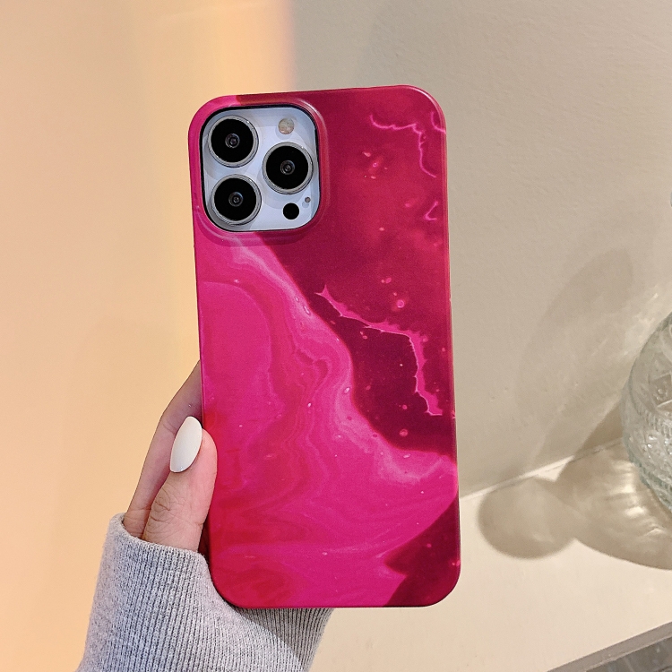 

Marble Shockproof PC Phone Case For iPhone 13 mini(Red)