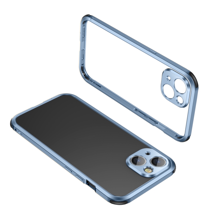 

Four Corners Shockproof Metal Frame Phone Case For iPhone 13 mini(Sierra Blue)
