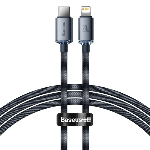 

Baseus CAJY000201 Crystal Shine Series 20W USB-C / Type-C to 8 Pin Fast Charging Data Cable, Cable Length:1.2m(Black)