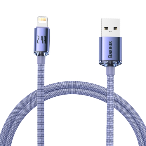 

Baseus CAJY000005 Crystal Shine Series 2.4A USB to 8 Pin Fast Charging Data Cable, Cable Length:1.2m(Purple)