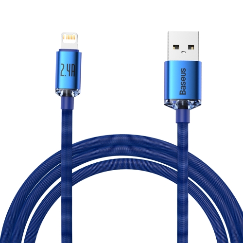 

Baseus CAJY000103 Crystal Shine Series 2.4A USB to 8 Pin Fast Charging Data Cable, Cable Length:2m(Blue)