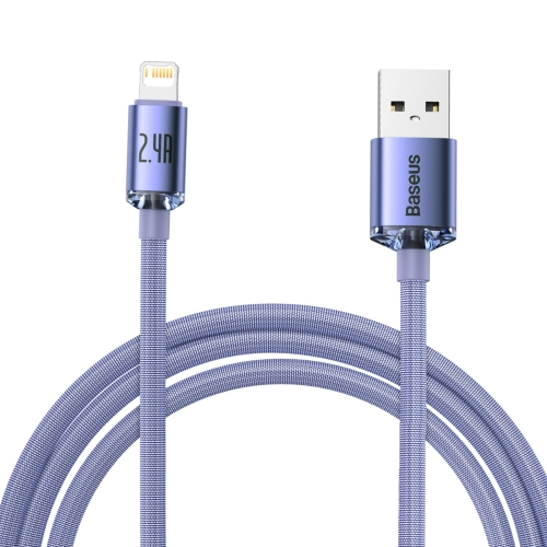 

Baseus CAJY000105 Crystal Shine Series 2.4A USB to 8 Pin Fast Charging Data Cable, Cable Length:2m(Purple)