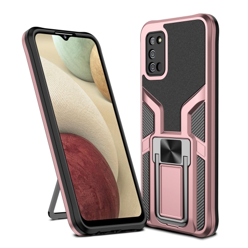 

For Samsung Galaxy A02s 164mm Armor 2 in 1 Magnetic Shockproof Phone Case with Foldable Holder(Rose Gold)