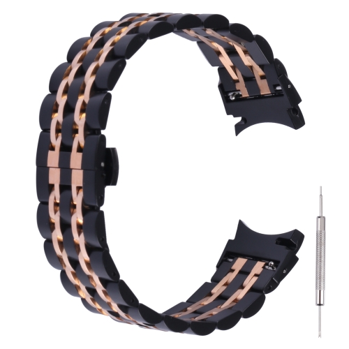 

For Samsung Galaxy Watch4 40mm/44mm Seven-bead Stainless Steel Watch Band(Black Rose Gold)