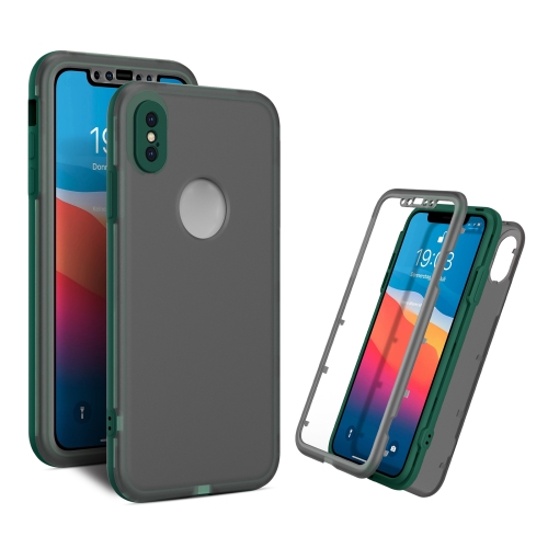 

For iPhone XS Max Skin Feel 360 Degrees Full Package PC + TPU Combination Phone Case(Dark Green)