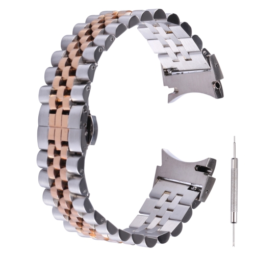

For Samsung Galaxy Watch4 40mm/44mm Five-bead Stainless Steel Replacement Strap Watchband(Silver Rose Gold)