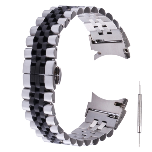 

For Samsung Galaxy Watch4 40mm/44mm Five-bead Stainless Steel Replacement Strap Watchband(Silver Black)