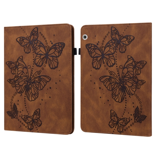 

For Huawei MediaPad T3 10 9.6 inch Embossed Butterfly Pattern Horizontal Flip Leather Tablet Case(Brown)