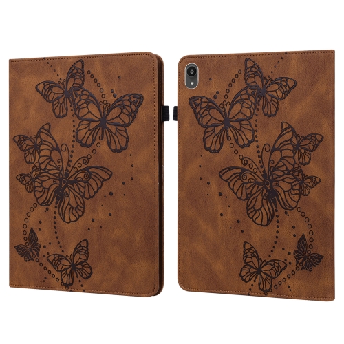 

For Lenovo Tab P11 2020 11 inch TB-J606F / TB-J606X Embossed Butterfly Pattern Horizontal Flip Leather Tablet Case(Brown)