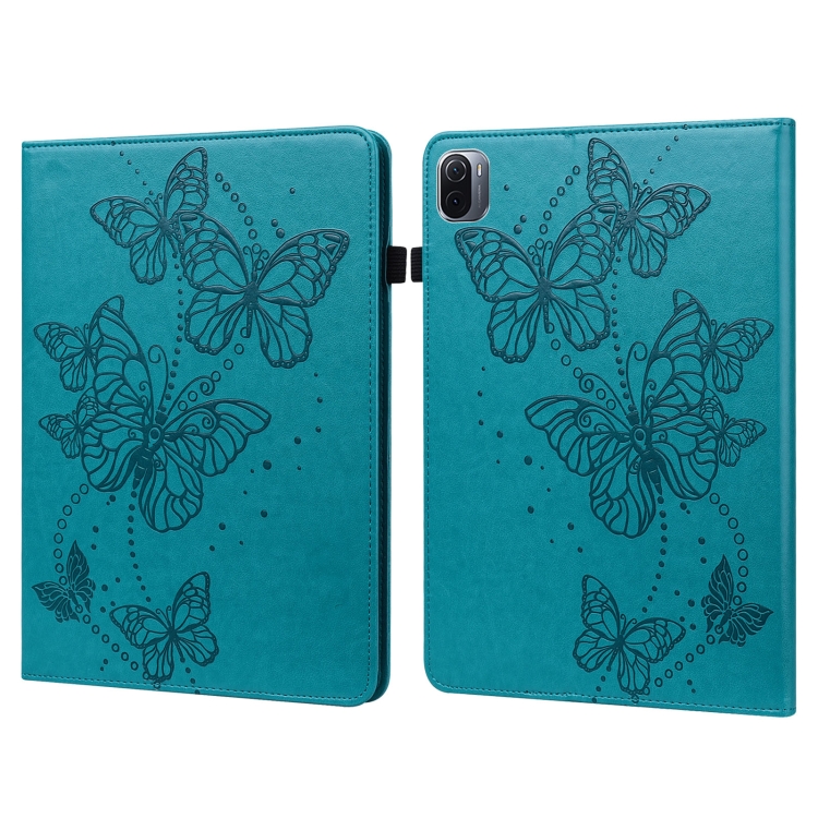 

For Xiaomi Pad 5 / 5 Pro Embossed Butterfly Pattern Horizontal Flip Leather Tablet Case(Blue)