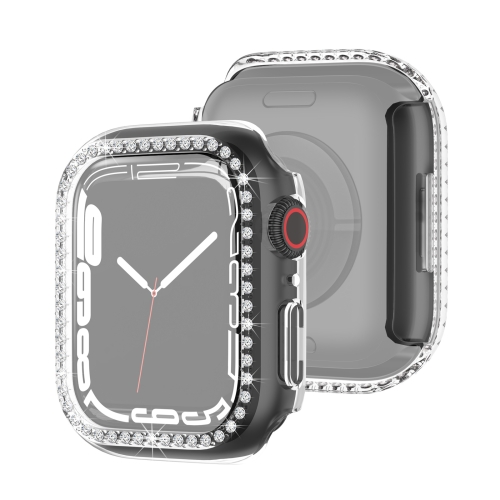 

Electroplating PC Single Row Diamond Protective Case For Apple Watch Series 7 41mm(Transparent)