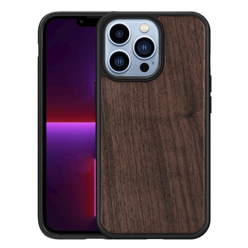 

Wood Veneer TPU Shockproof Phone Case For iPhone 13 Pro(Walnut)
