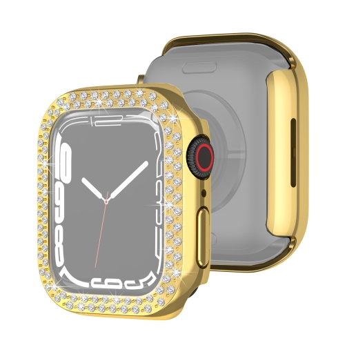 

Electroplating PC Double Rows Diamond Protective Case For Apple Watch Series 7 41mm(Gold)