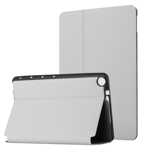 

For Huawei MediaPad M5 Lite 8 Dual-Folding Horizontal Flip Tablet Leather Case with Holder(Grey)