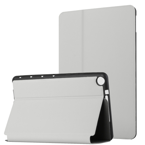 

For Huawei MediaPad M5 Lite 10.1 Dual-Folding Horizontal Flip Tablet Leather Case with Holder & Sleep / Wake-up Function(Grey)