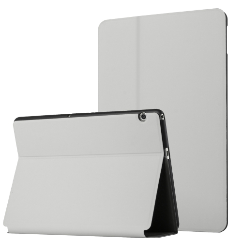 

For Huawei MediaPad T5 10 Dual-Folding Horizontal Flip Tablet Leather Case with Holder(Grey)