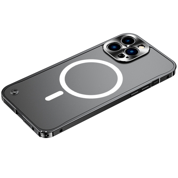 

For iPhone 13 Pro Metal Frame Frosted PC Shockproof Magsafe Case (Black)