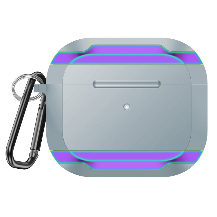 

Aluminum Alloy + TPU Anti-fall Earphone Protective Case with Hook For AirPods 3(Silver Purple)