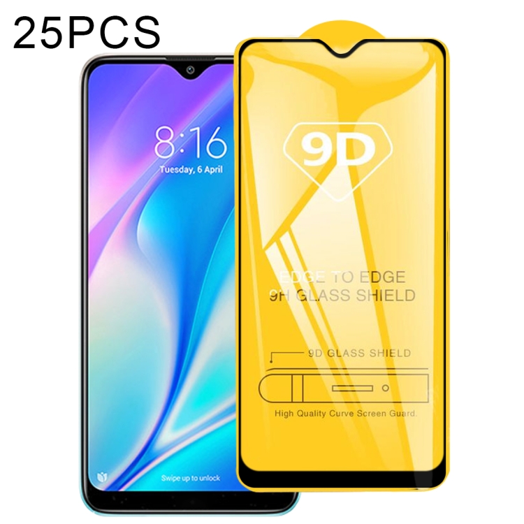 

For Xiaomi Redmi 8A Pro 25 PCS 9D Full Glue Full Screen Tempered Glass Film