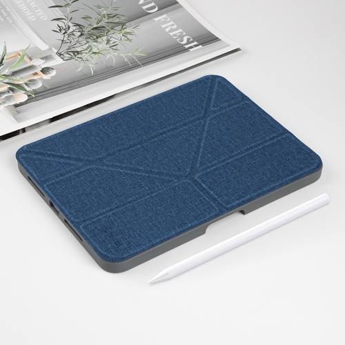 Mutural Multi-fold Smart Leather Tablet Case For iPad mini 6(Blue)