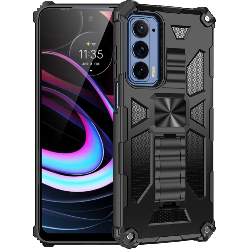 

For Motorola Edge (2021) Armor Shockproof TPU + PC Magnetic Protective Phone Case with Holder(Black)