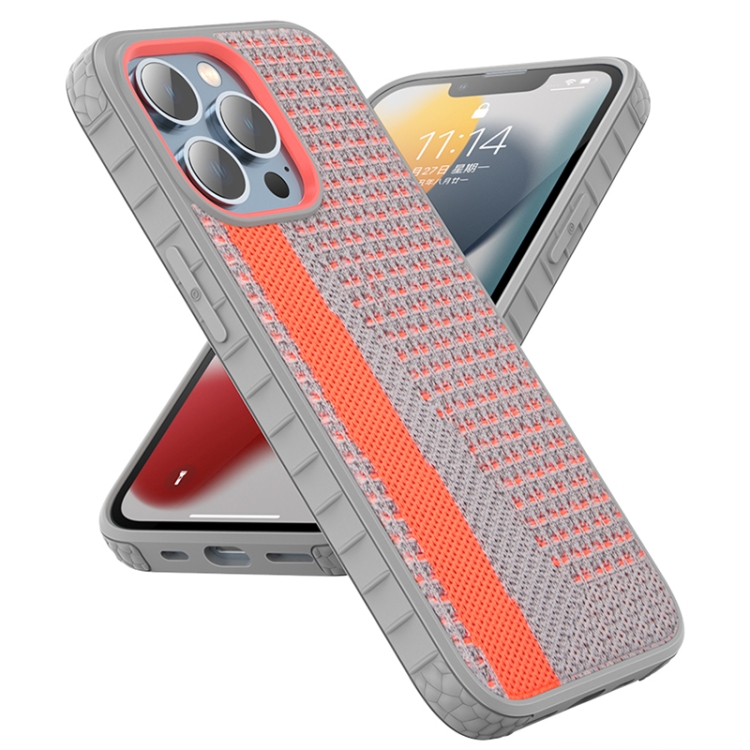 

For iPhone 13 Mutural Coconut Series PC+TPU Gypsophila Fluorescent Woven Phone Protective Case(Gray Orange)