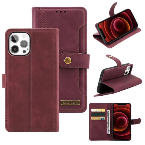 

Copper Buckle Horizontal Flip Leather Phone Case with Holder & Card Slots & Wallet For iPhone 12(Maroon)
