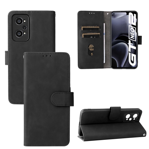 

For OPPO Realme GT Neo2 Solid Color Skin Feel Magnetic Buckle Horizontal Flip Calf Texture PU Phone Case(Black)