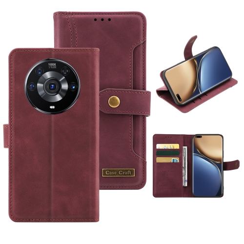 

For Honor Magic3 Pro Copper Buckle Horizontal Flip Leather Phone Case with Holder & Card Slots & Wallet(Maroon)