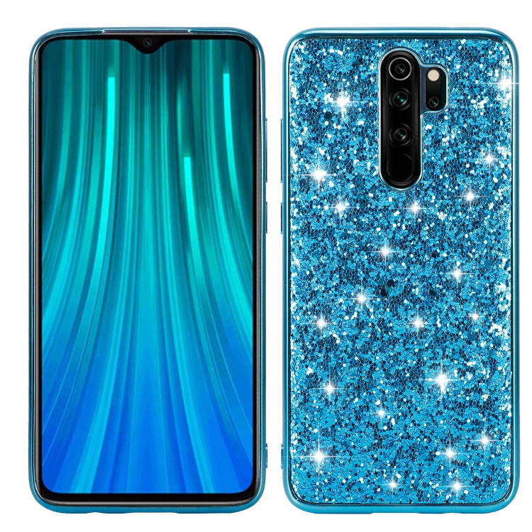 

For Xiaomi Redmi Note 8 Pro Glittery Powder Shockproof TPU Case(Blue)