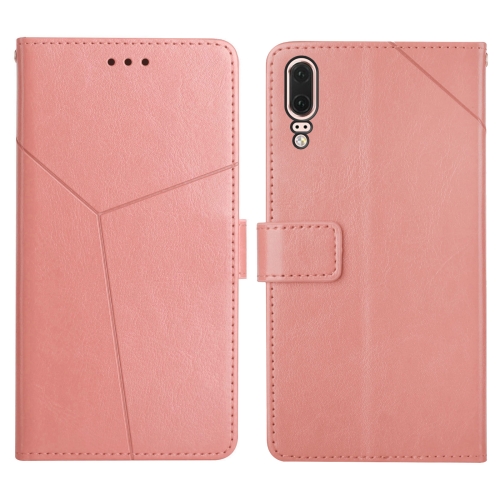 

For Huawei P20 Y Stitching Horizontal Flip Leather Phone Case with Holder & Card Slots & Wallet & Photo Frame(Rose Gold)