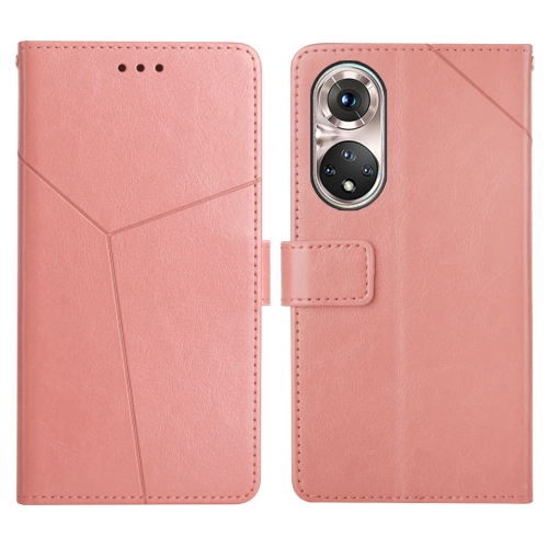 

For Huawei P50 Pro Y Stitching Horizontal Flip Leather Phone Case with Holder & Card Slots & Wallet & Photo Frame(Rose Gold)