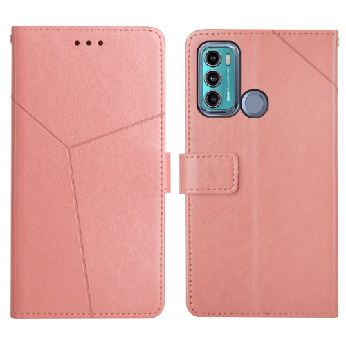 

For Motorola Moto G40 / G60 Y Stitching Horizontal Flip Leather Phone Case with Holder & Card Slots & Wallet & Photo Frame(Rose Gold)