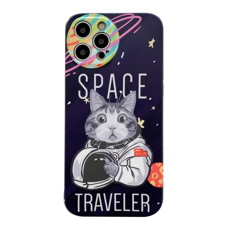 

Space Cat IMD TPU Shockproof Phone Case For iPhone 13 Pro Max(Black)