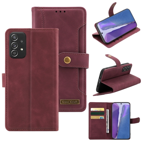 

For Samsung Galaxy A52 5G / 4G Copper Buckle Horizontal Flip Leather Phone Case with Holder & Card Slots & Wallet(Maroon)