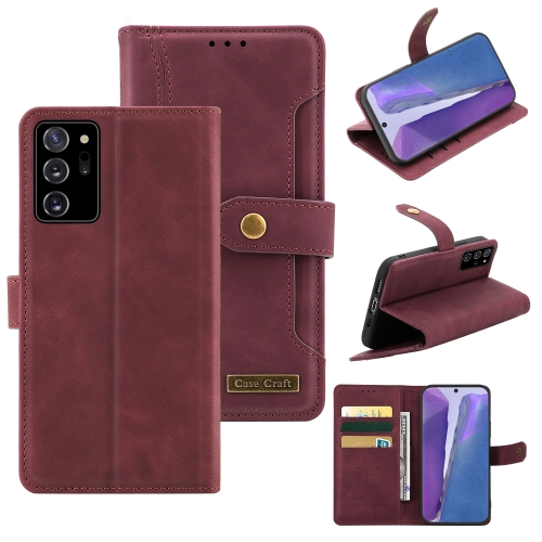 

For Samsung Galaxy Note20 Ultra Copper Buckle Horizontal Flip Leather Phone Case with Holder & Card Slots & Wallet(Maroon)