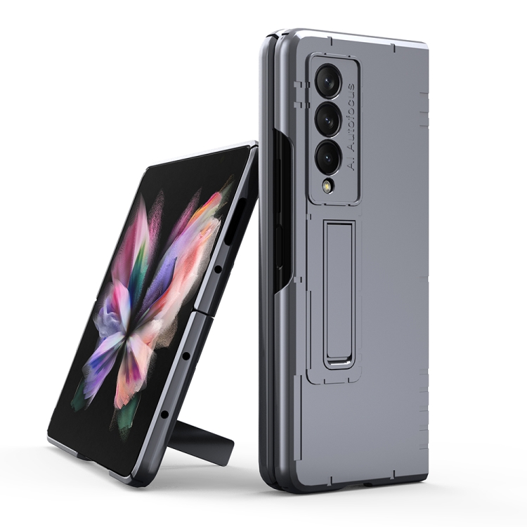 

For Samsung Galaxy Z Fold3 5G GKK Accurate Hole Phone Case with Alloy Magnetic Holder(Metal Silver)