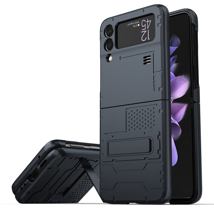 

For Samsung Galaxy Z Flip3 5G GKK Shockproof Foldable Phone Case with Alloy Magnetic Holder(Metal Black)