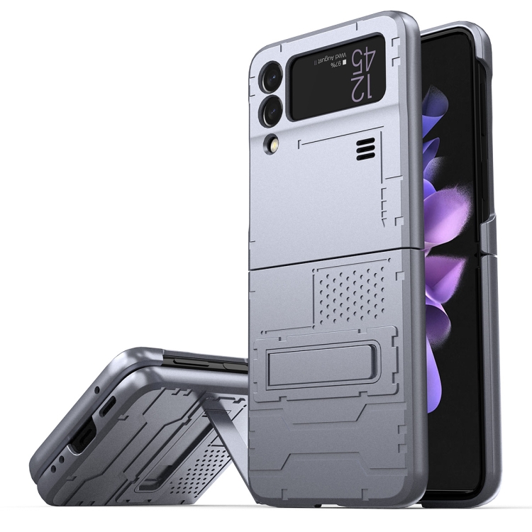 

For Samsung Galaxy Z Flip3 5G GKK Shockproof Foldable Phone Case with Alloy Magnetic Holder(Metal Silver)