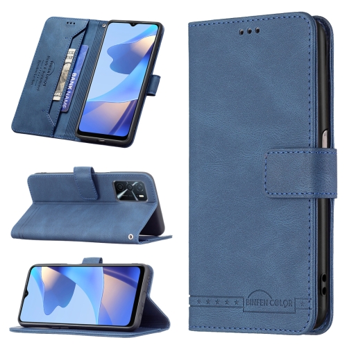 

For OPPO A16/ A16s/ A54s/ A55 5G/ A53s 5G Magnetic Clasp RFID Blocking Anti-Theft Leather Case with Holder & Card Slots & Wallet(Blue)