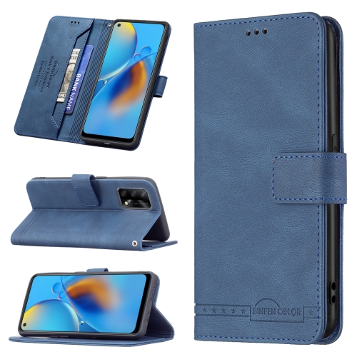 

For OPPO A74 4G / F19 4G Magnetic Clasp RFID Blocking Anti-Theft Leather Case with Holder & Card Slots & Wallet(Blue)