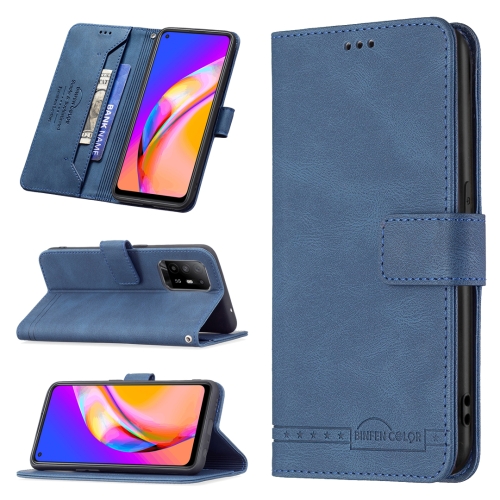 

For OPPO A94 5G/ F19 Pro Plus/ Reno5 Z 5G Magnetic Clasp RFID Blocking Anti-Theft Leather Case with Holder & Card Slots & Wallet(Blue)