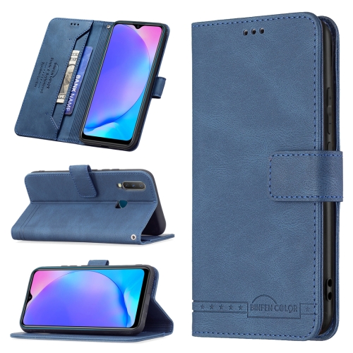 

For vivo Y11 / Y15 / Y12 / Y17 Magnetic Clasp RFID Blocking Anti-Theft Leather Case with Holder & Card Slots & Wallet(Blue)