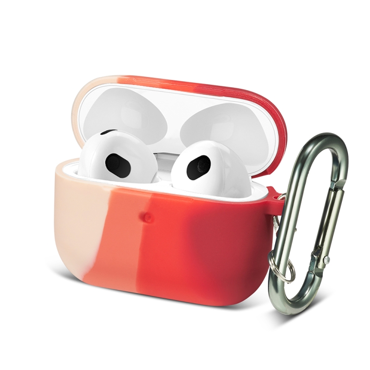 

Four-color Rainbow Earphone Protective Case with Hook For AirPods 3(Pink + Light Red + Orange + Red)
