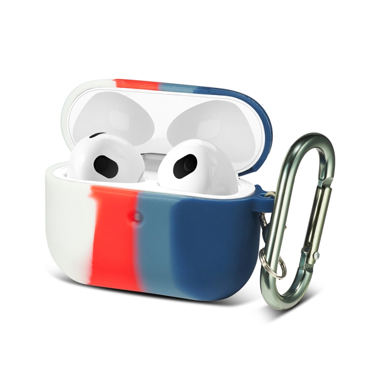 

Four-color Rainbow Earphone Protective Case with Hook For AirPods 3(White + Red + Light Blue + Blue)