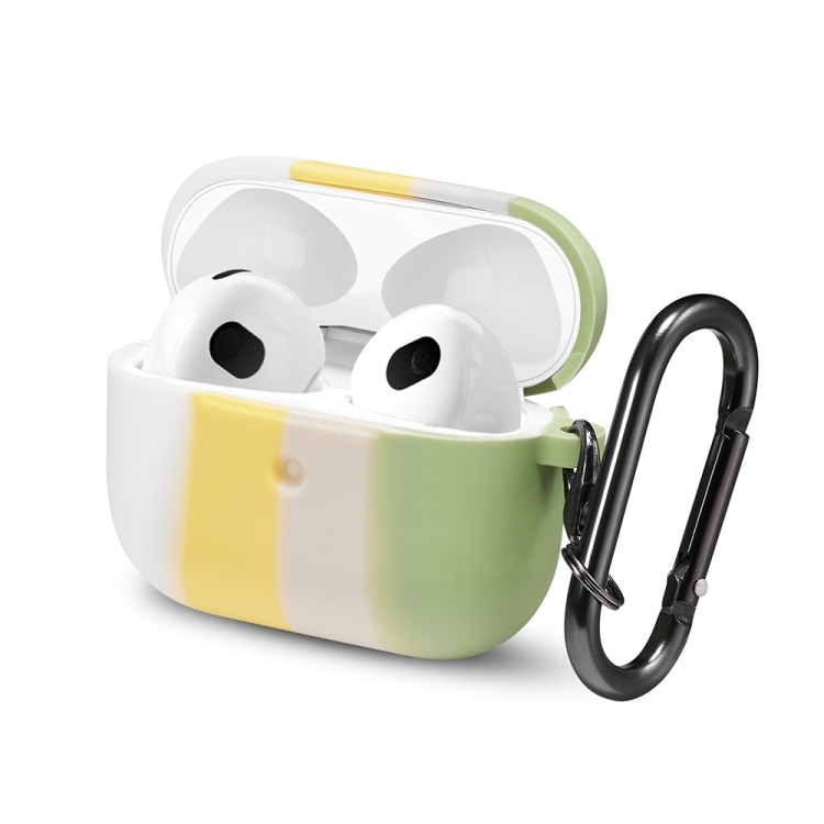 

Four-color Rainbow Earphone Protective Case with Hook For AirPods 3(White + Yellow + Pink + Green)