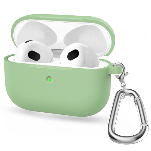 

Thicken Silicone Round Bottom Earphone Protective Case with Hook For AirPods 3(Mint Green)